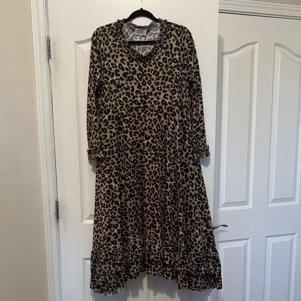 Dainty Jewells Leopard Print Long Sleeve Dress